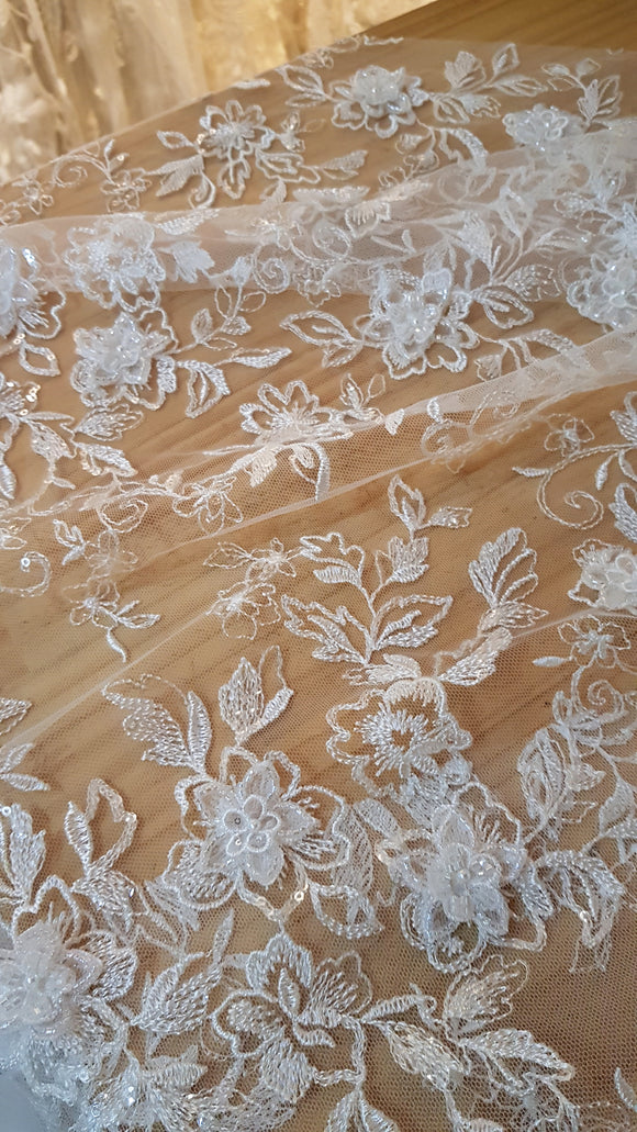 3D Flora Embroidery Lace H5639-1CS