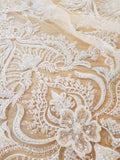 [order to produce]  Bead Sequin Lace with Handmade Flower H5591-1C